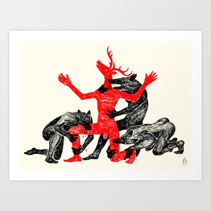 The Wolf People Kill the Deer Man Art Print