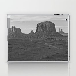 Oljato Monument Valley, Arizona, natural rock formations under blue sky black and white landscape photograph / photography Laptop Skin