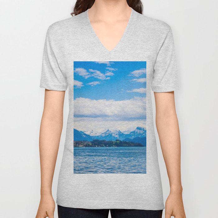 Endless Lake Lucerne V Neck T Shirt