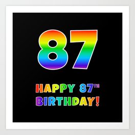 [ Thumbnail: HAPPY 87TH BIRTHDAY - Multicolored Rainbow Spectrum Gradient Art Print ]