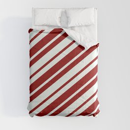 [ Thumbnail: Mint Cream & Dark Red Colored Striped Pattern Comforter ]