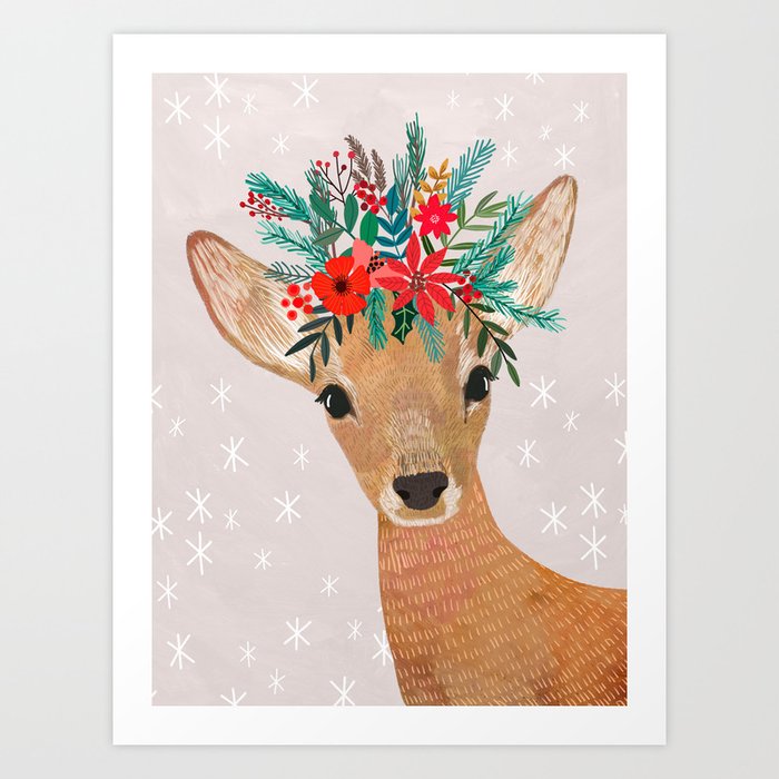 Christmas Deer Art Print