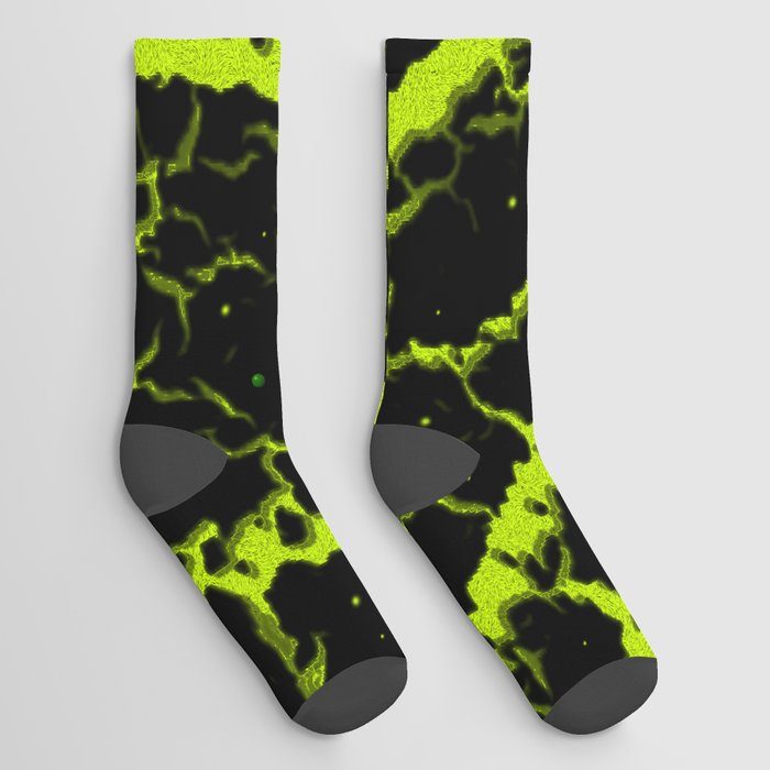 Cracked Space Lava - Lime Yellow Socks