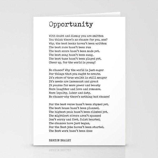 Opportunity - Berton Braley Poem - Literature - Typewriter Print  Stationery Cards