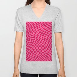 Pink on Pink Checkered Swirled Wrap V Neck T Shirt