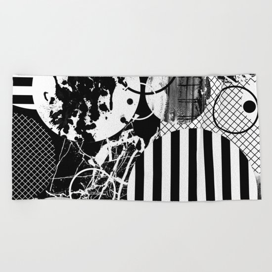 Black And White Choas - Mutli Patterned Multi Textured Abstract Beach Towel