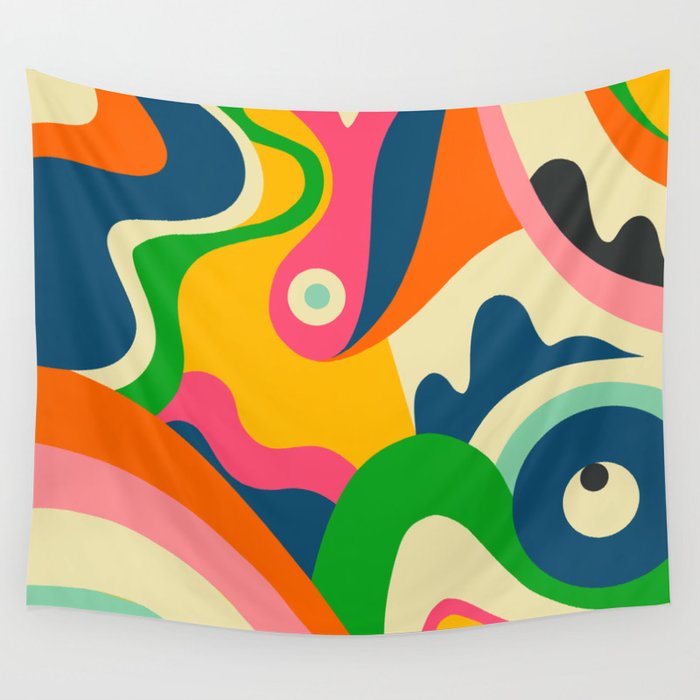 Colorful Mid Century Abstract  Wall Tapestry