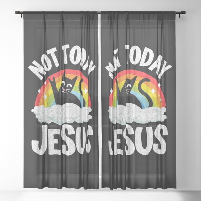 Not Today Jesus Funny Heavy Metal Sheer Curtain