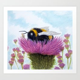 Bumblebee on a Thistle Art Print