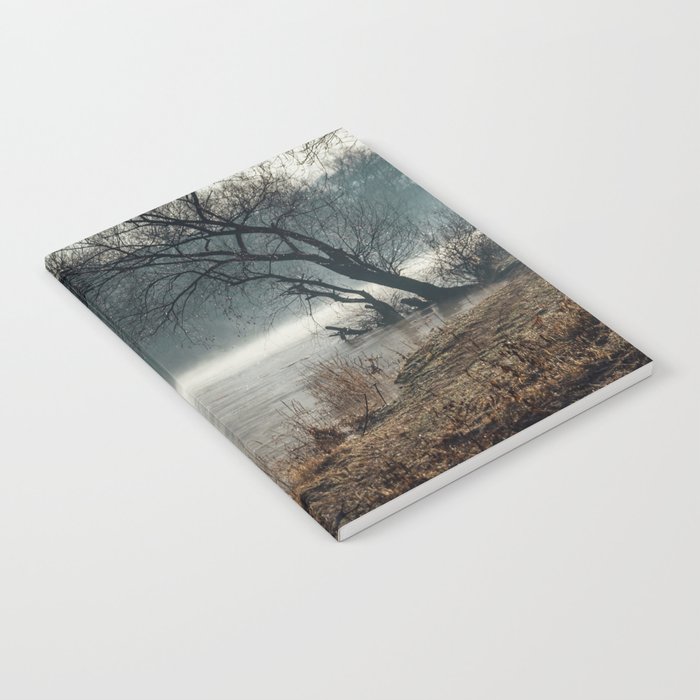 Morning fog, river and sunrise Notebook