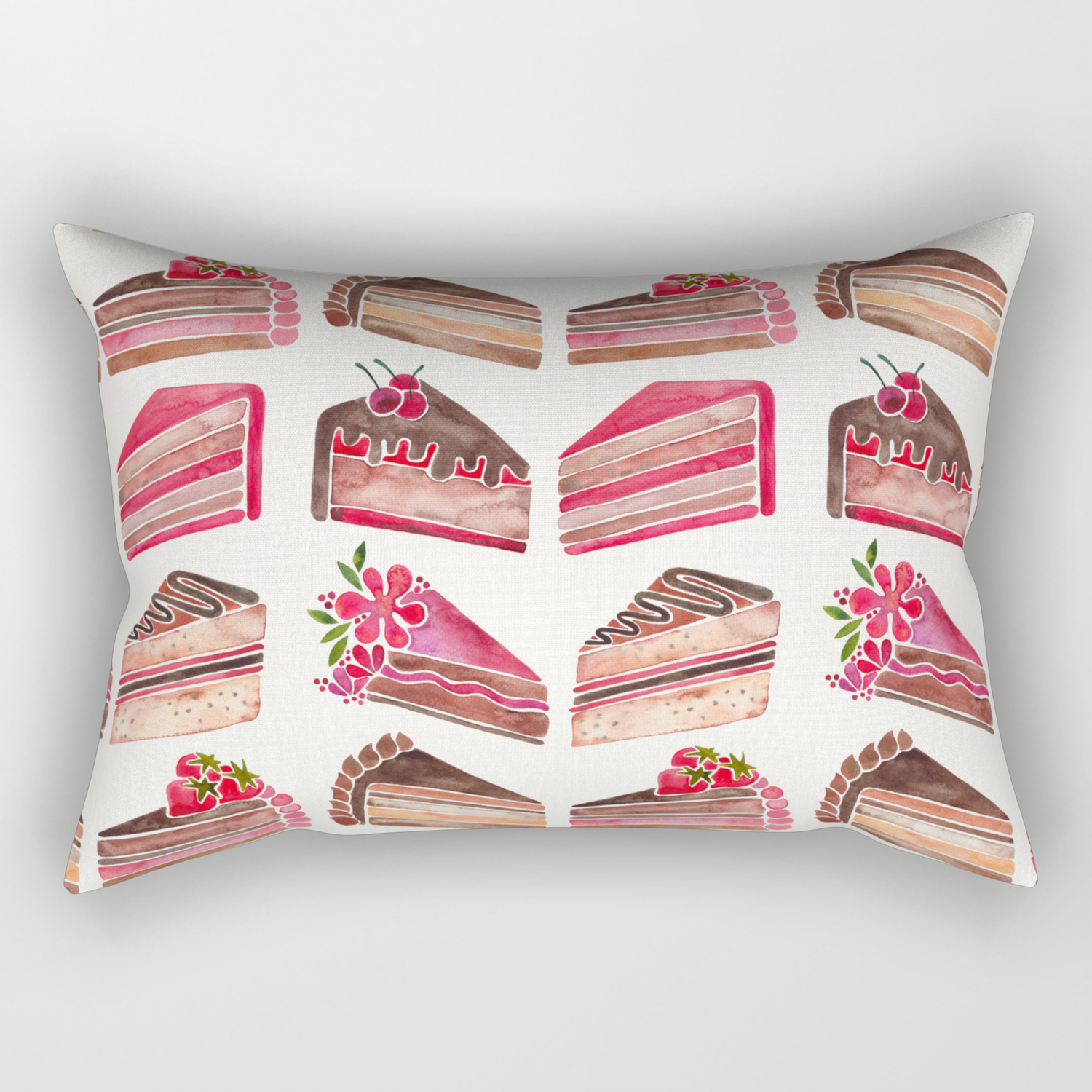 Cake Slices Pink Brown Palette Rectangular Pillow By Catcoq