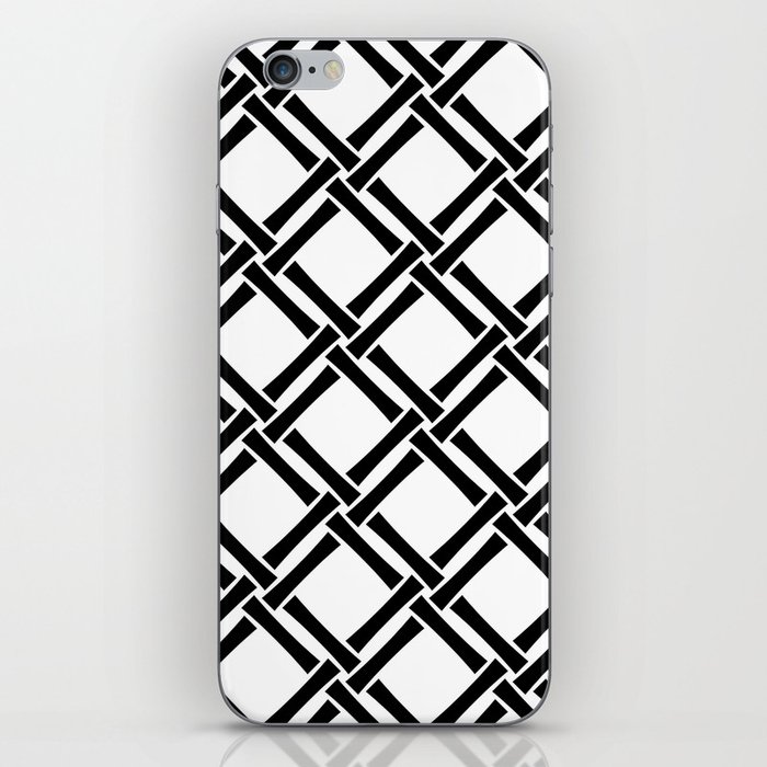 Classic Bamboo Trellis Pattern 225 Black and White iPhone Skin