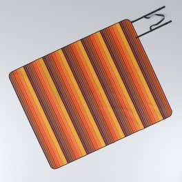 70's Graphic Stripes in Orange Ombre Picnic Blanket