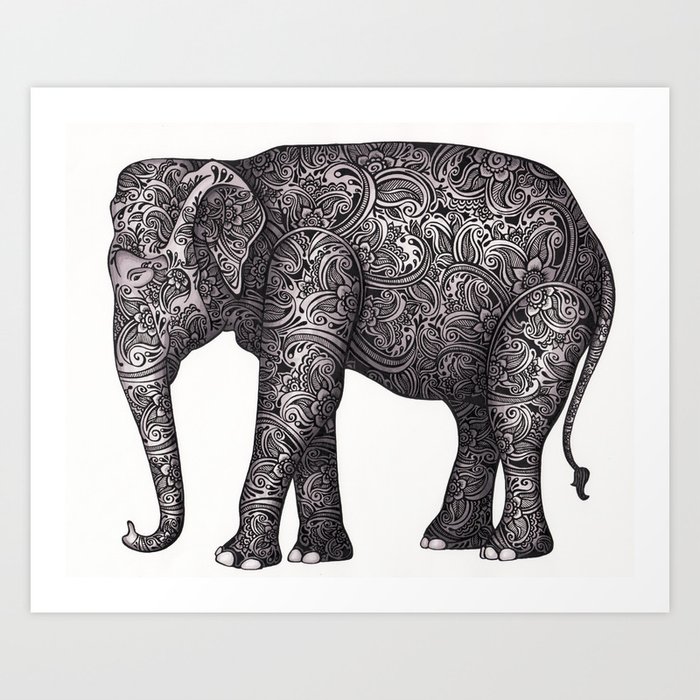 Decorative Elephant Art Print by DaisyOdd | Society6