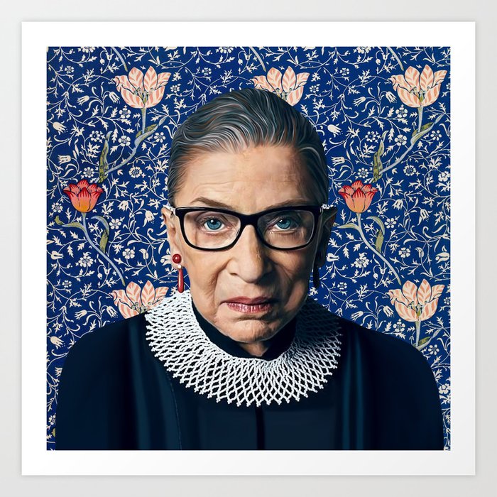 Ruth Bader Ginsburg with Vintage Medway Tapestry Art Print