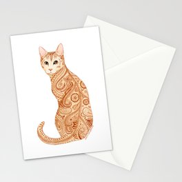 Paisley Cat in Autumn Stationery Card