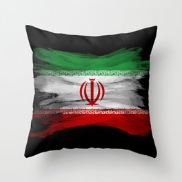 Iran flag brush stroke, national flag Throw Pillow