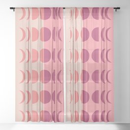 Moon Phases 20 in Coral Purple Beige Pink Sheer Curtain
