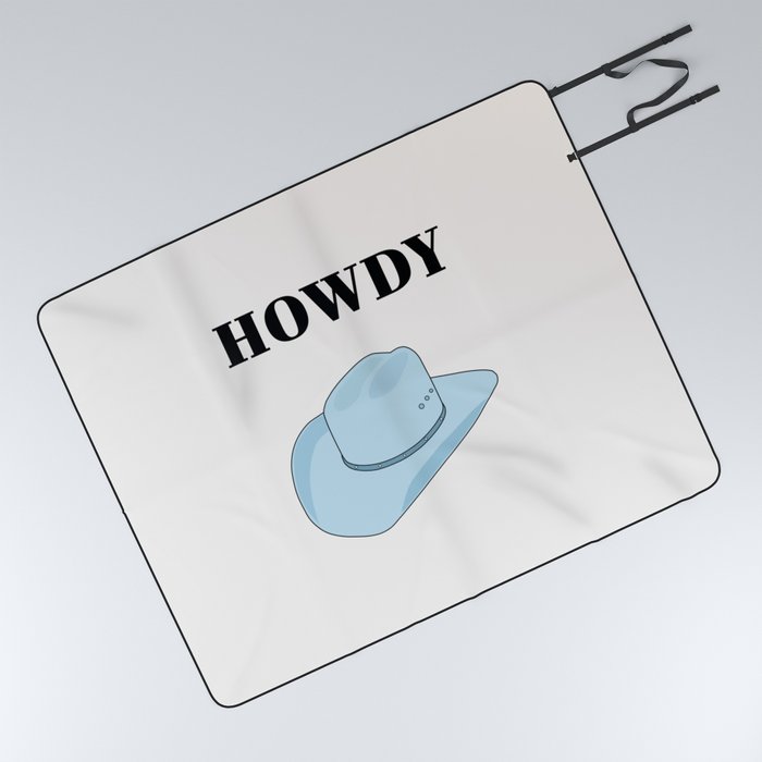 Howdy - Cowboy Hat Blue Picnic Blanket