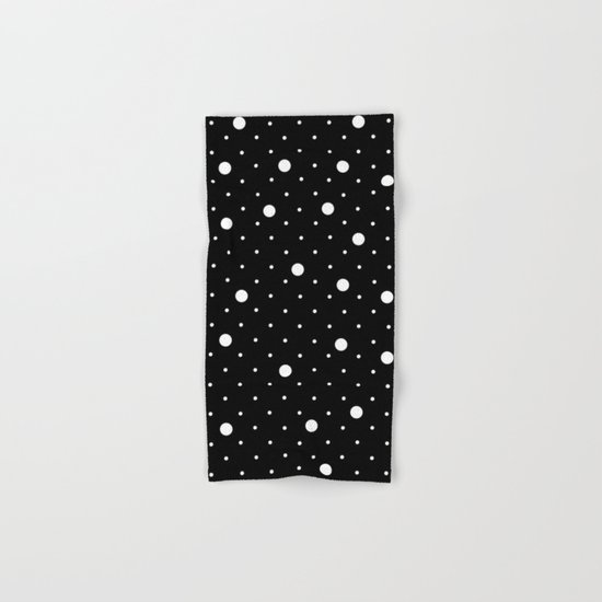 Pin Point Polka Dots White on Black Hand & Bath Towel