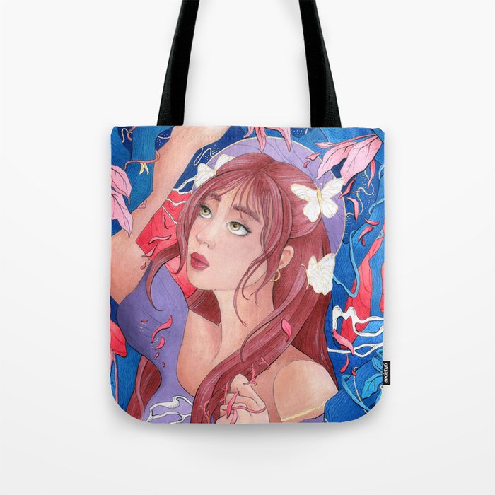 Girl and butterflies Tote Bag