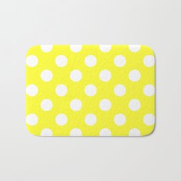 Yellow (RYB) - yellow - White Polka Dots - Pois Pattern Bath Mat | Decoration, Decorative, Polkadot, Dotted, Dotty, Pois, Patterns, Simple, Polkadots, Polka Dots 