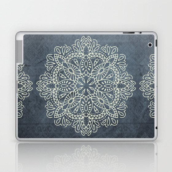Mandala Vintage Ivory Blue Laptop & iPad Skin