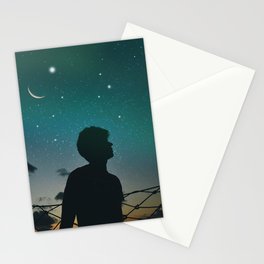 Night Sky Meteor Aurora Stationery Card