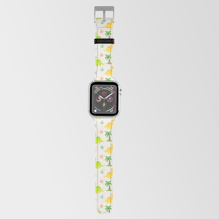 Cute Dinosaur Nursery Illustration Yellow and Green Brontosaurus Apple Watch Band by Avenie Society6