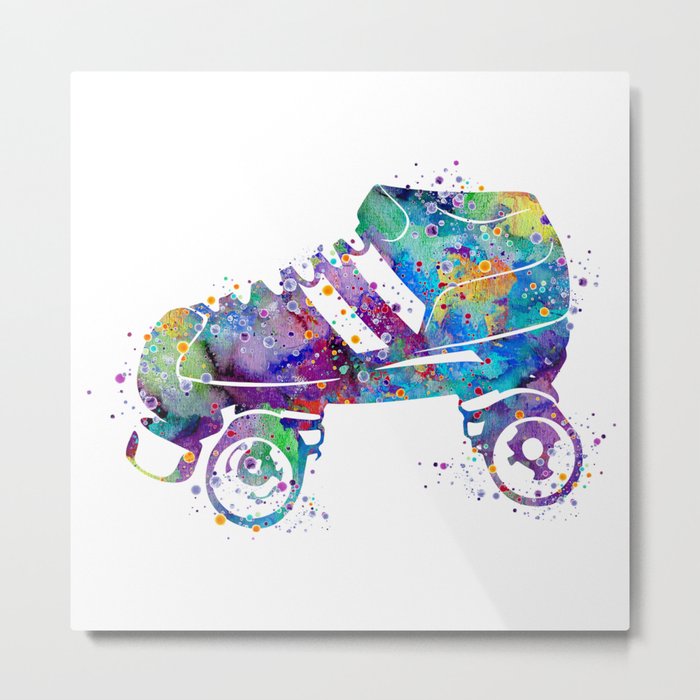 Roller Skates Watercolor Metal Print