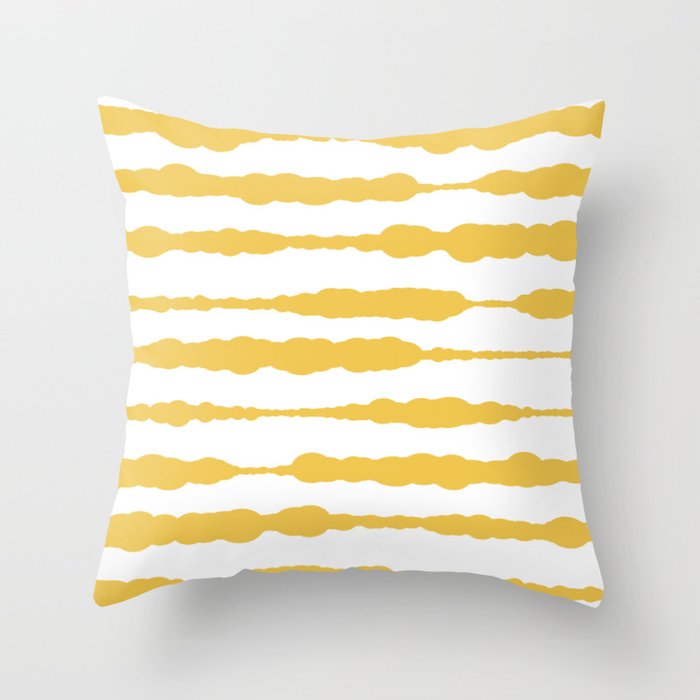 Macrame Stripes in Mustard Yellow and White Throw Pillow
