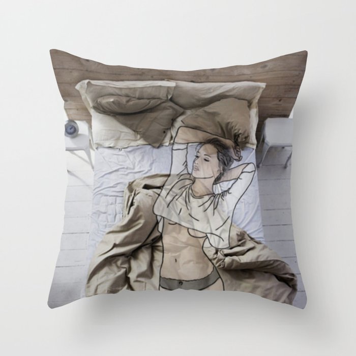 A day in bed Throw Pillow