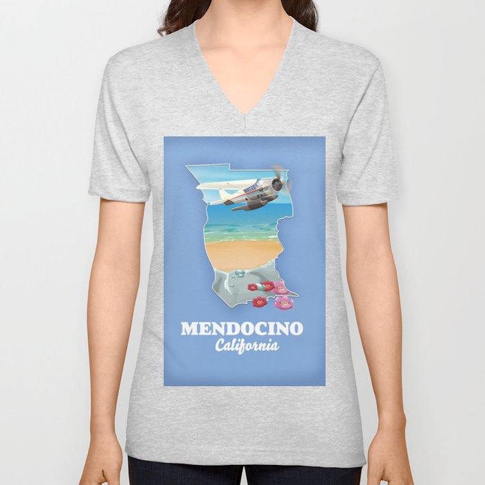 Mendocino California map V Neck T Shirt