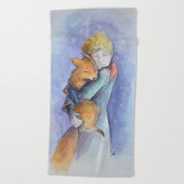 The little Prince and the fox Beach Towel