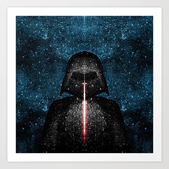 Darth Vader with Lightsaber in Galaxy Art Print