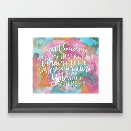 Spirit Lead Me - Inspirational Quote with pink flowers Framed Art Print
