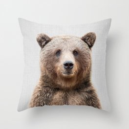 Grizzly Bear - Colorful Throw Pillow