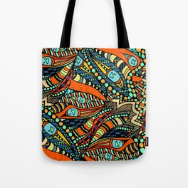 Abstract Trippy Botanical Leaves Print Tote Bag