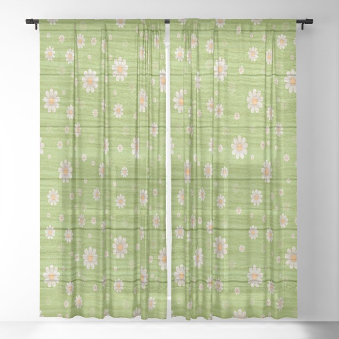 Flower on Wood Collection #7 Sheer Curtain
