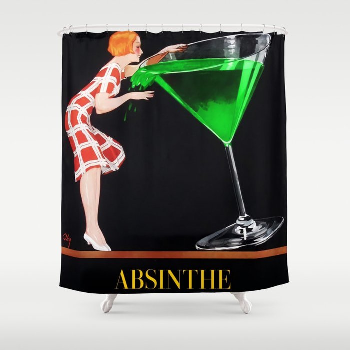 1920's Absinthe Ordinaire aperitif alcoholic beverages advertising poster for kitchen & dining room Shower Curtain