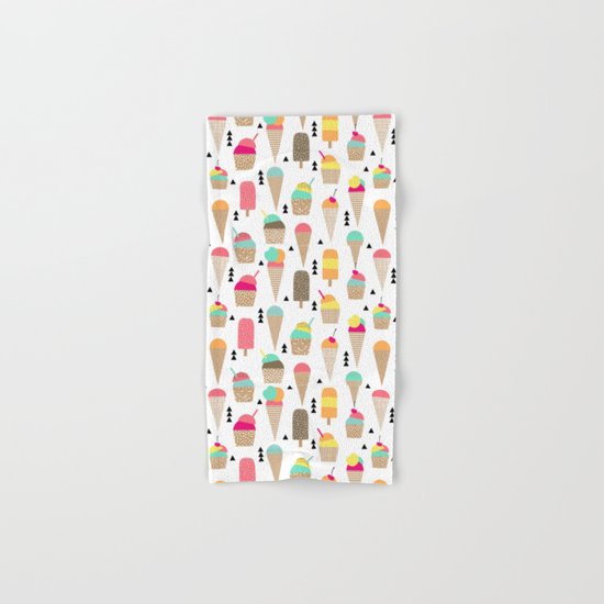 Ice Cream tropical summer spring central park new york city geometric food sweet treat dessert Hand & Bath Towel