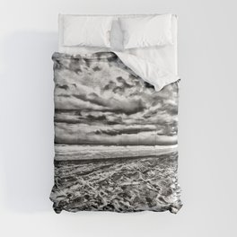 Ocean Beyond the Dunes of Time Black and White Edition Comforter