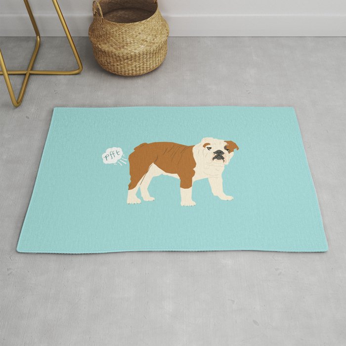 english bulldog funny farting dog breed gifts Rug