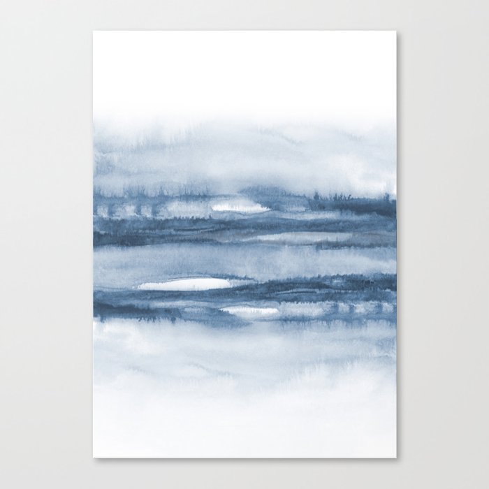 Indigo Clouds, Blue Abstract Art Canvas Print