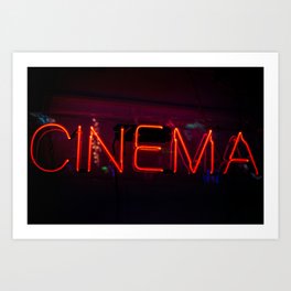 Neon Cinema Sign Art Print