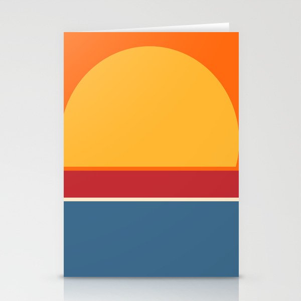 SummerSun - Minimalistic Sunset Colorful Retro Geometric Design Art Pattern Stationery Cards