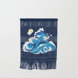 Big Waves and Dolphins Wall Hanging