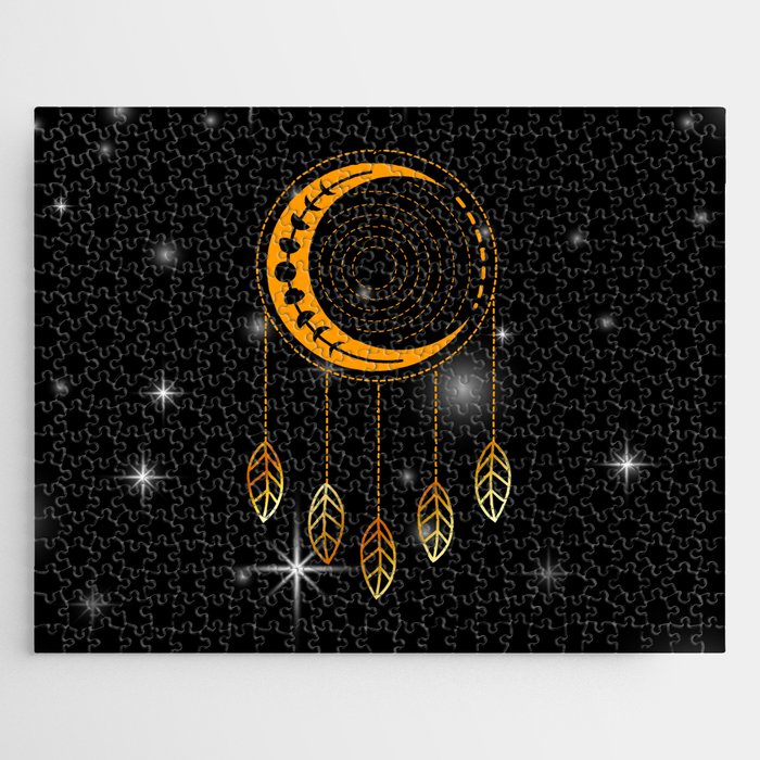 Native American Indigenous dream catcher with feathers and stars	 Jigsaw Puzzle