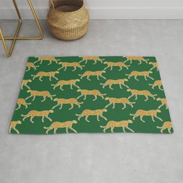 Tropical Animal Print Green Cheetah Illustration Area & Throw Rug