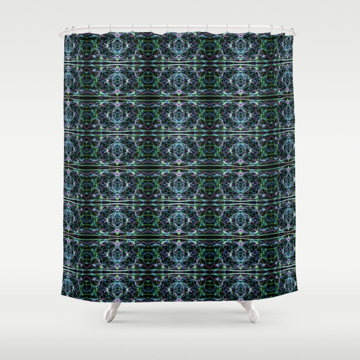 Liquid Light Series 9 ~ Colorful Abstract Fractal Pattern Shower Curtain